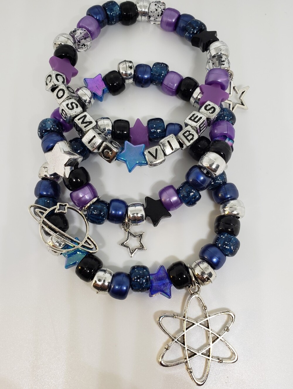 Handmade Cosmic Vibes Beaded Stackable Kandi Bracelets